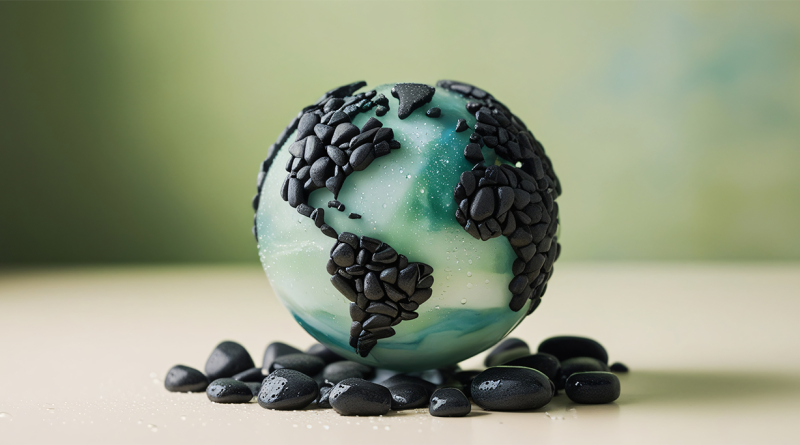 Model of the globe made up of lithium carbon to support Codelco article