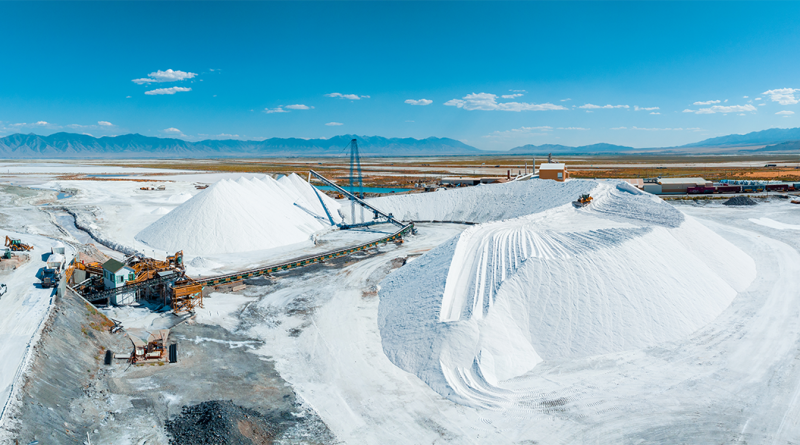 Lithium mining landscape with machinery