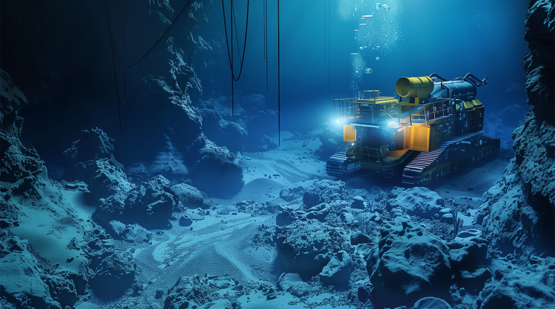 Ocean floor mining equipment on the sea-bed