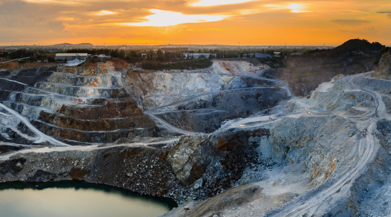 A quarry at sunset reflecting efforts toward making mining more sustainable with modern practices.