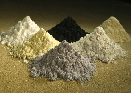 Rare earth element oxides that have been refined from ore.
Photo credit: Geological Survey intern